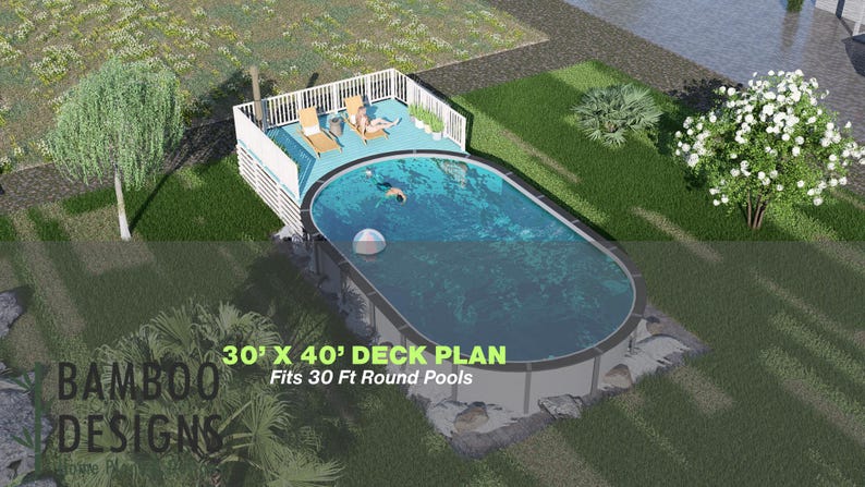 Carmel Valley Oval Pool Deck · 10x18 plan by Bamboo Designs