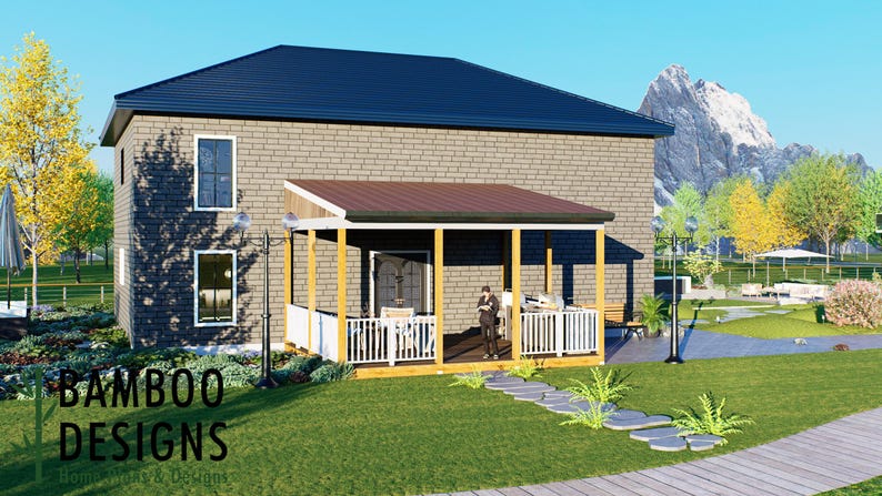 Bovard 18x22 Porch Deck Plan — Large Covered Overground Backyard Deck plan by Bamboo Designs