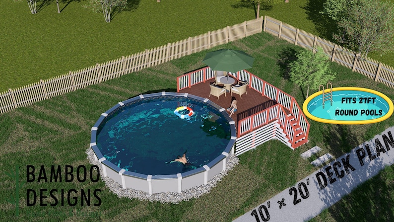 Island Escape Circle Pool Deck · 10x20 plan by Bamboo Designs