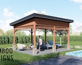 Paros 16x20 Sloped Roof Gazebo Plan – Modern Outdoor Pavilion | DIY Poolside Lounge or Backyard Shelter | PDF Building Plans