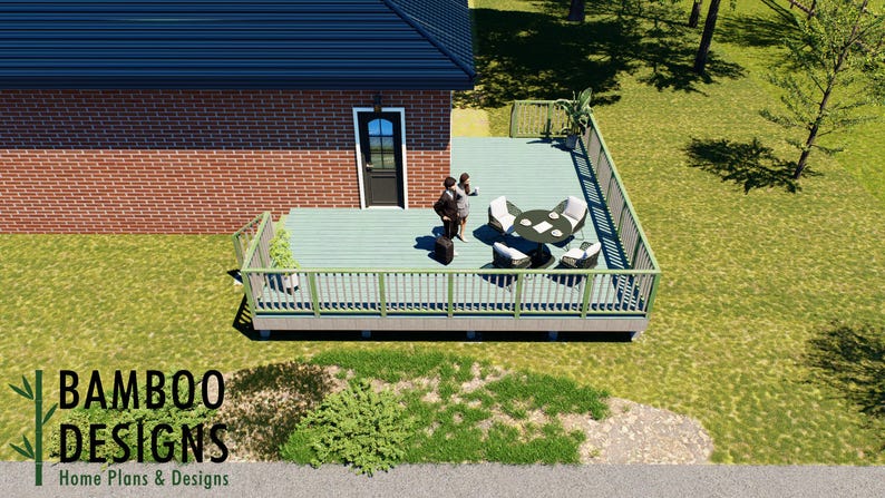 Badajoz 20x12 Freestanding Wraparound Deck Plan — Modern Outdoor Living with Expansive Corner Design plan by Bamboo Designs