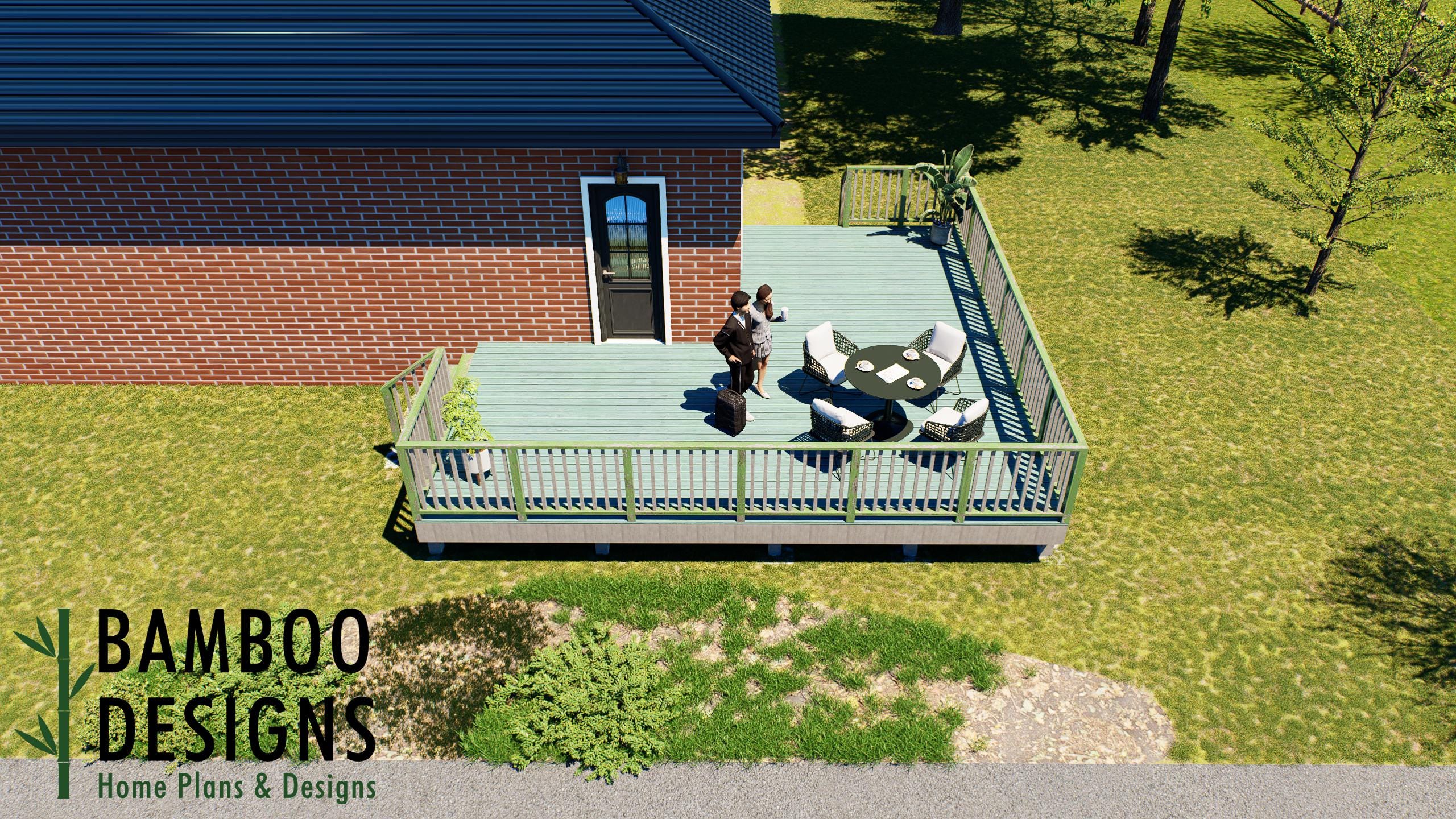 Image of Badajoz 20x12 Freestanding Wraparound Deck Plan — Modern Outdoor Living with Expansive Corner Design | DIY PDF Plans