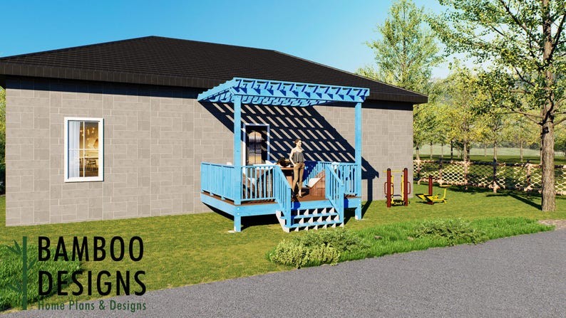 Vasquez 12x14 Attached Deck plan by Bamboo Designs