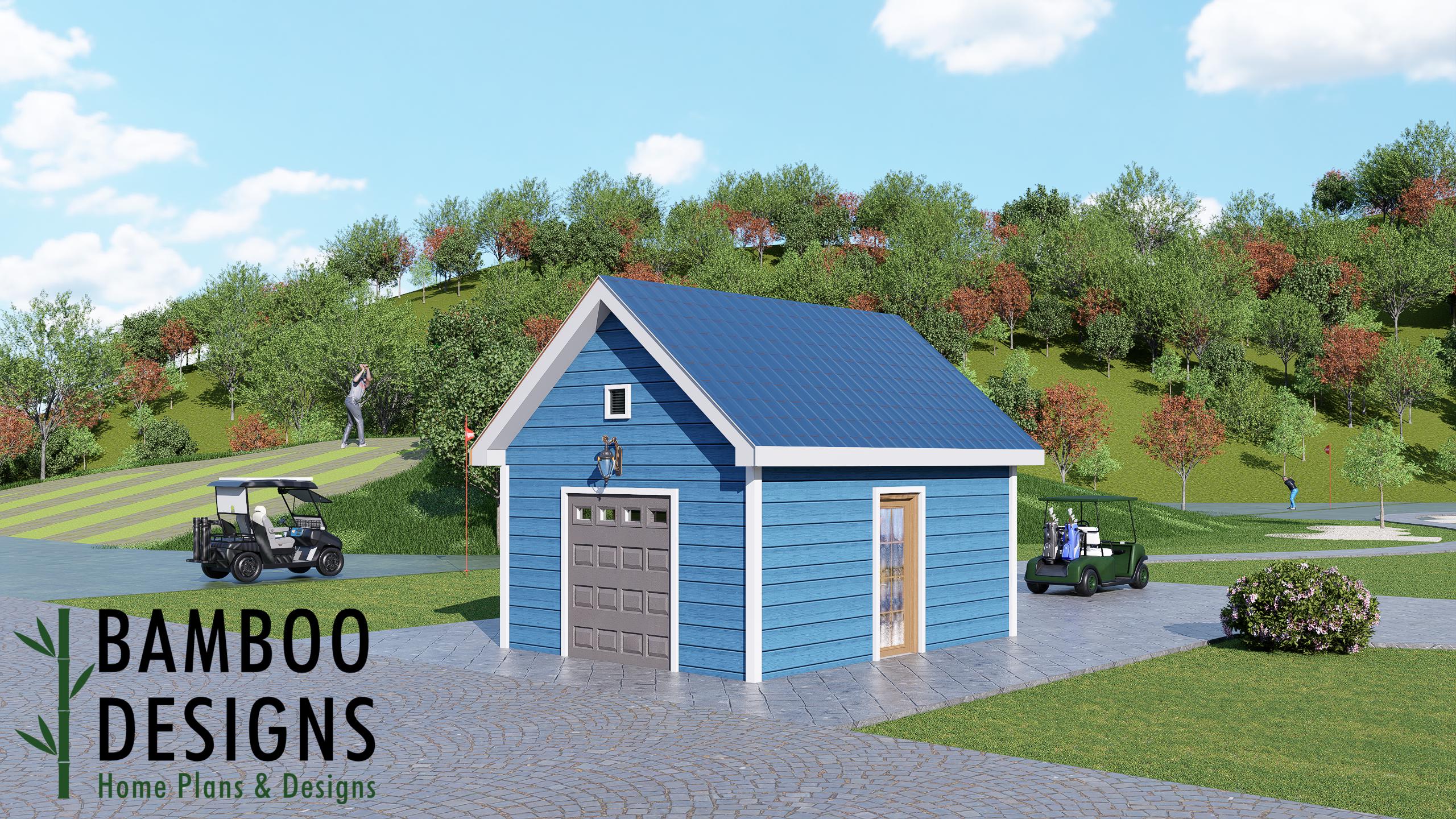 Image of Wendale 14x18 Golf Cart Shed Plans – Modern Single-Slope Storage Building | DIY PDF Plans