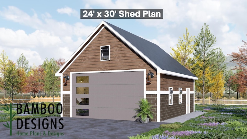 Bronze 24x30 Garage Shed plan by Bamboo Designs