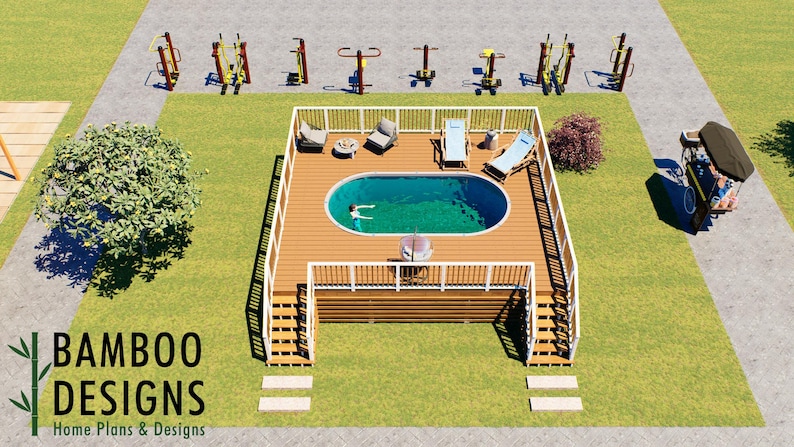 Imperio Oval Pool Deck · 24x27 plan by Bamboo Designs