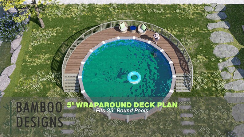 Landon Wraparound Pool Deck plan by Bamboo Designs