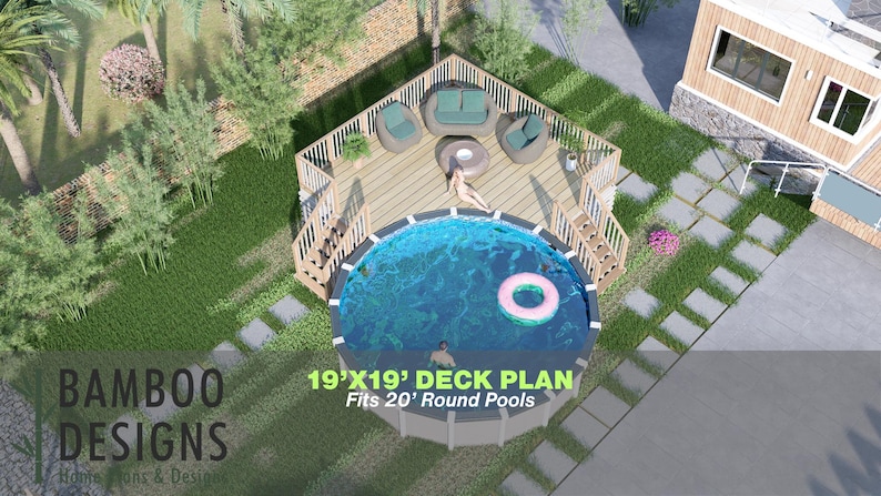 Saratoga Round Pool Deck · 19x19 plan by Bamboo Designs