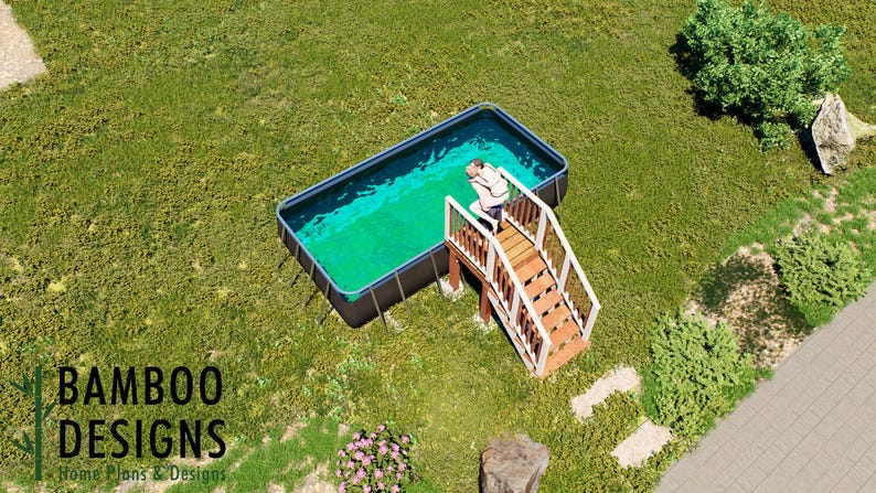 maggie-4x4-pool-deck-plan-compact-entry-deck-for-18-x-9-x-48-above-ground-pool-diy-pdf- plan by Bamboo Designs