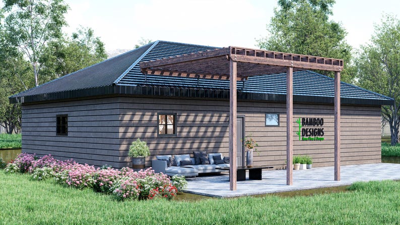 Phoenix Shade 16x16 Roof-Mounted Pergola plan by Bamboo Designs
