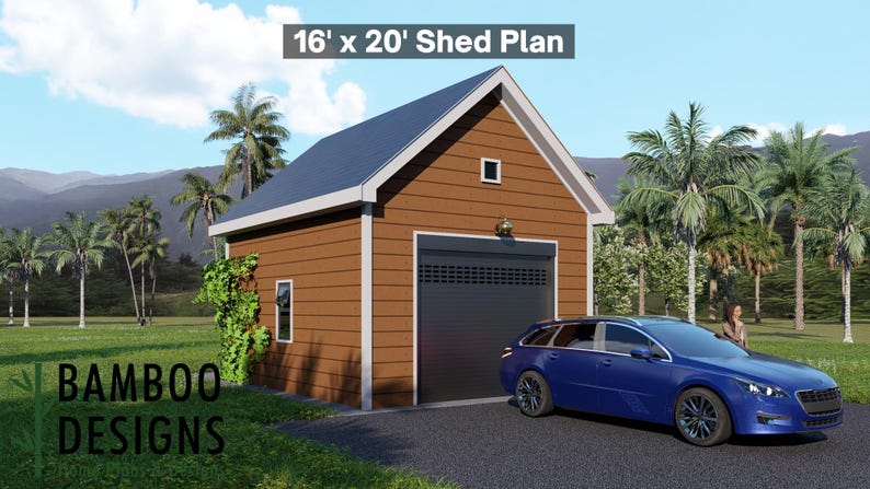 Rocket 16x20 Garage Shed plan by Bamboo Designs