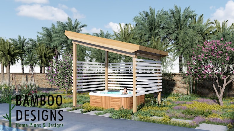 Desert Haven Jacuzzi Pergola · 12x10 plan by Bamboo Designs