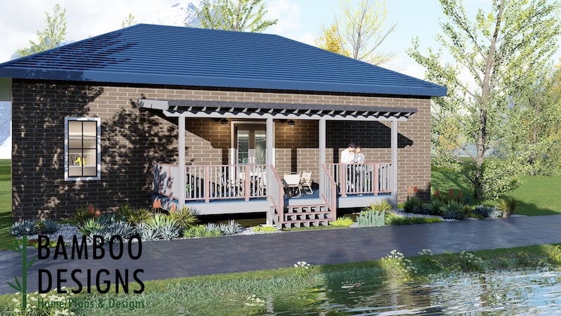Ken 12x24 Deck Plan with Mono Slope Porch plan by Bamboo Designs