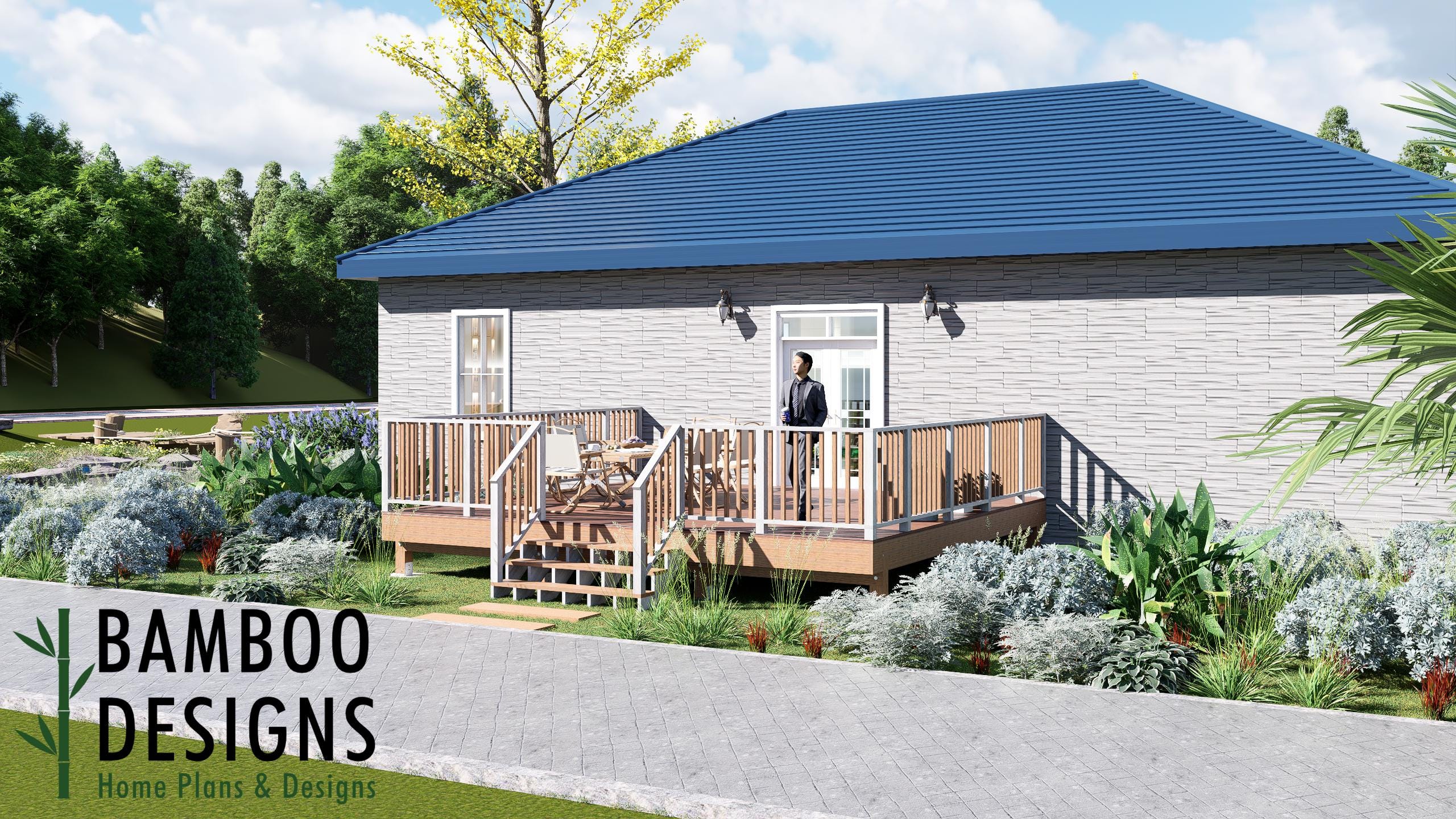 Image of Ensor 18x20 Freestanding Deck Plan - Spacious Open-Air Backyard Entertainment Deck for DIY Outdoor Living