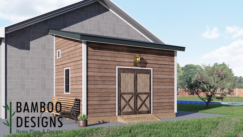 Birch 12x16 Lean-To Shed plan by Bamboo Designs