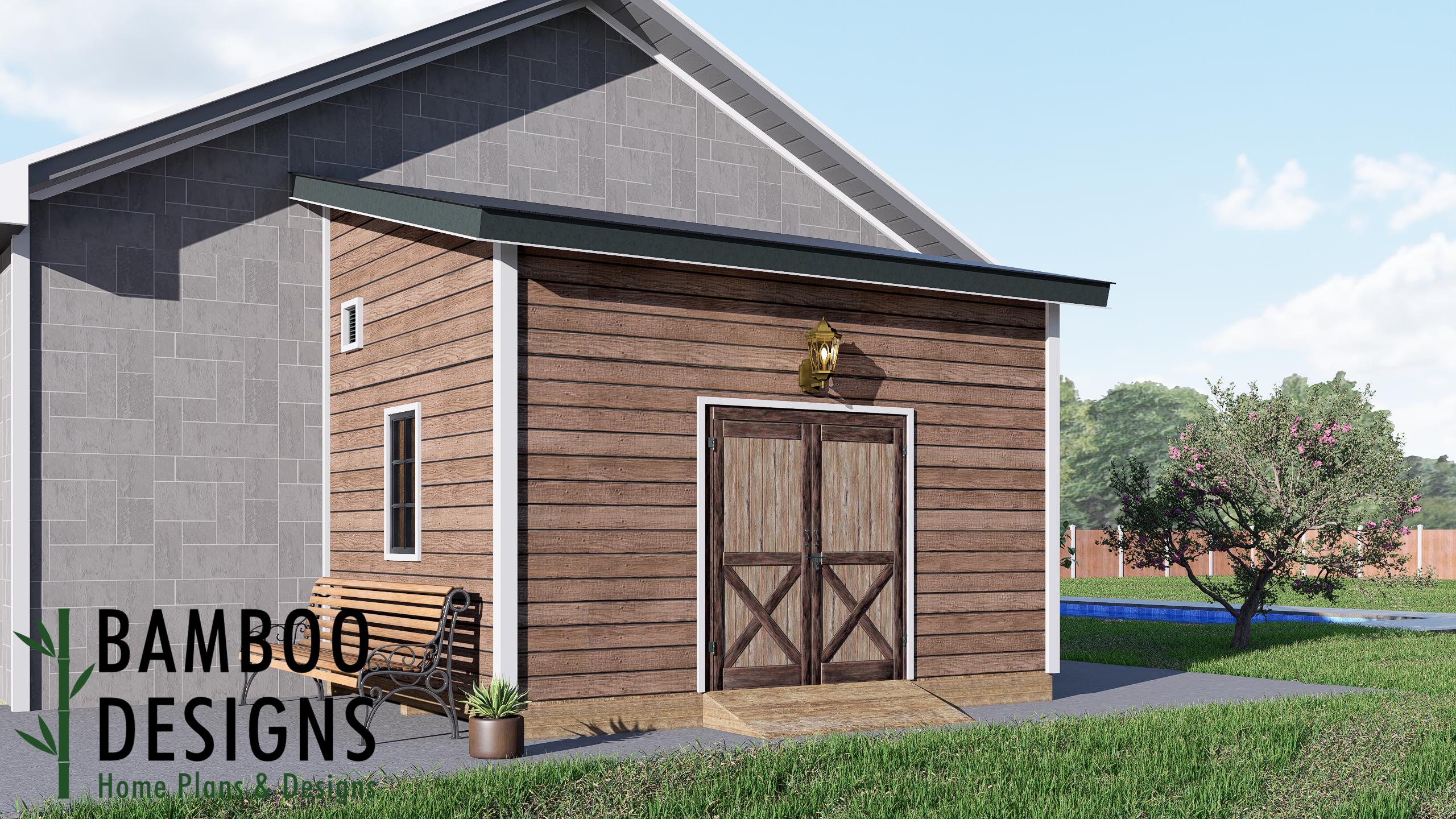Image of Birch 12x16 Lean-To Shed Plan - A Modern Shed with a Clean Sloped Roof| DIY Lean-To Shed Plans