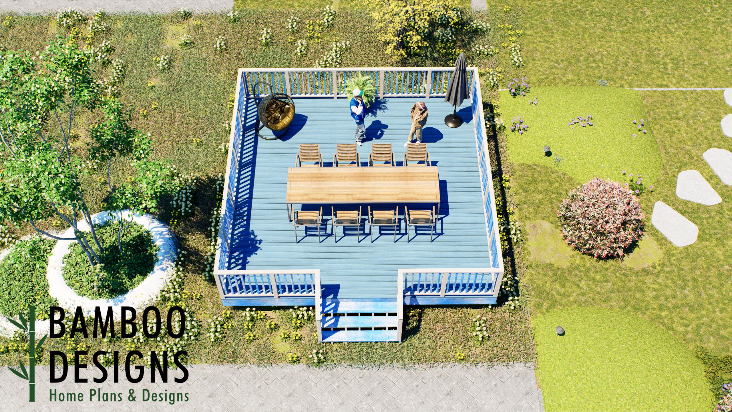 Image of Paramore 20x20 Freestanding Deck Plan Large DIY Backyard Deck | DIY PDF Plans