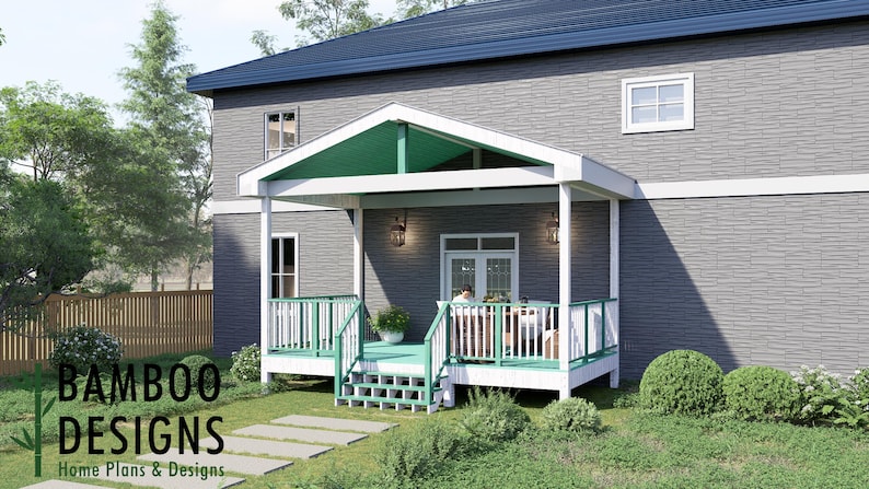 Bambi 12x20 Deck with Gable Porch plan by Bamboo Designs