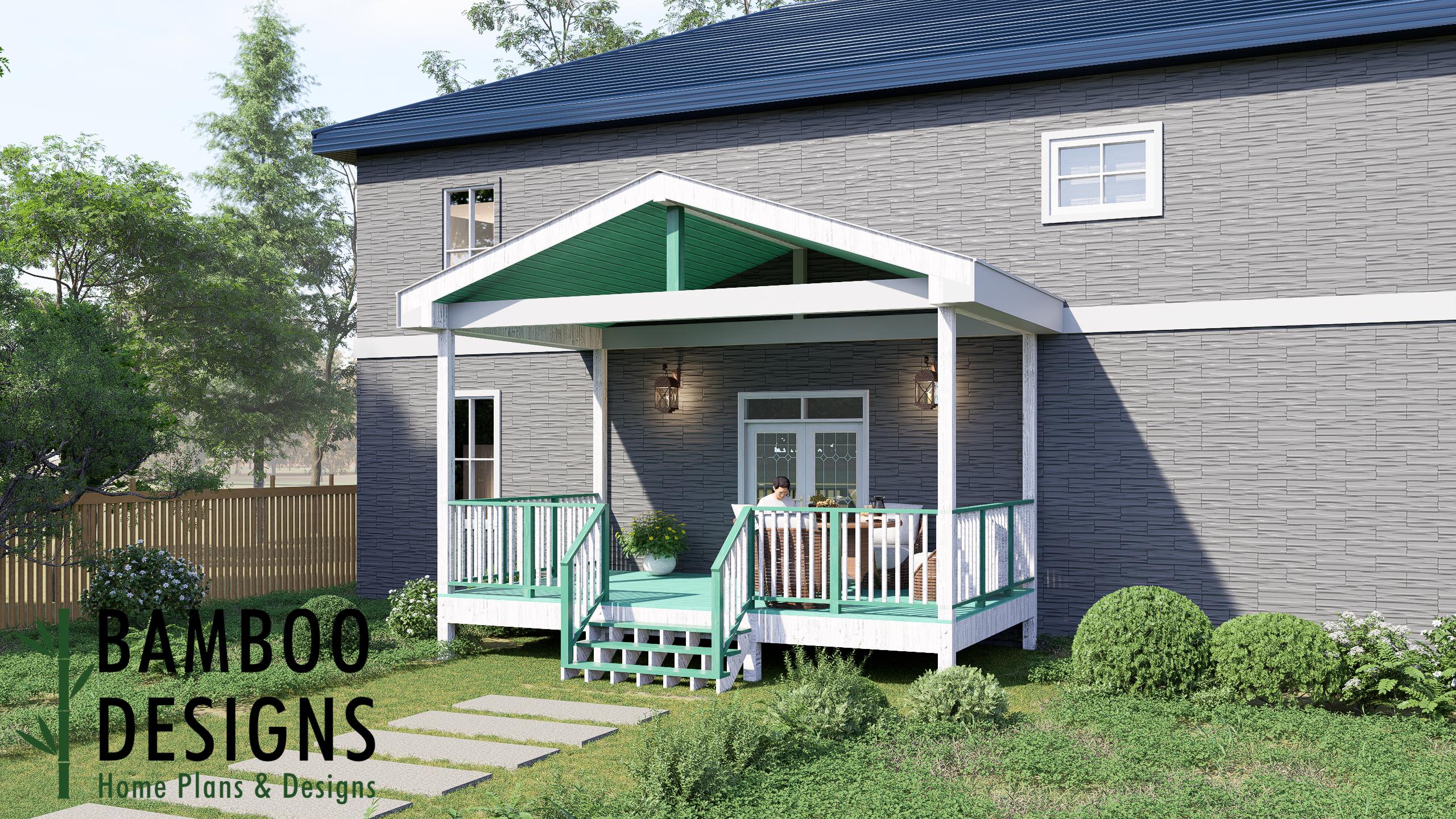 Image of Bambi 12x20 Deck with Gable Porch Plan - Extra-Wide Covered Outdoor Living Space | DIY PDF Plans