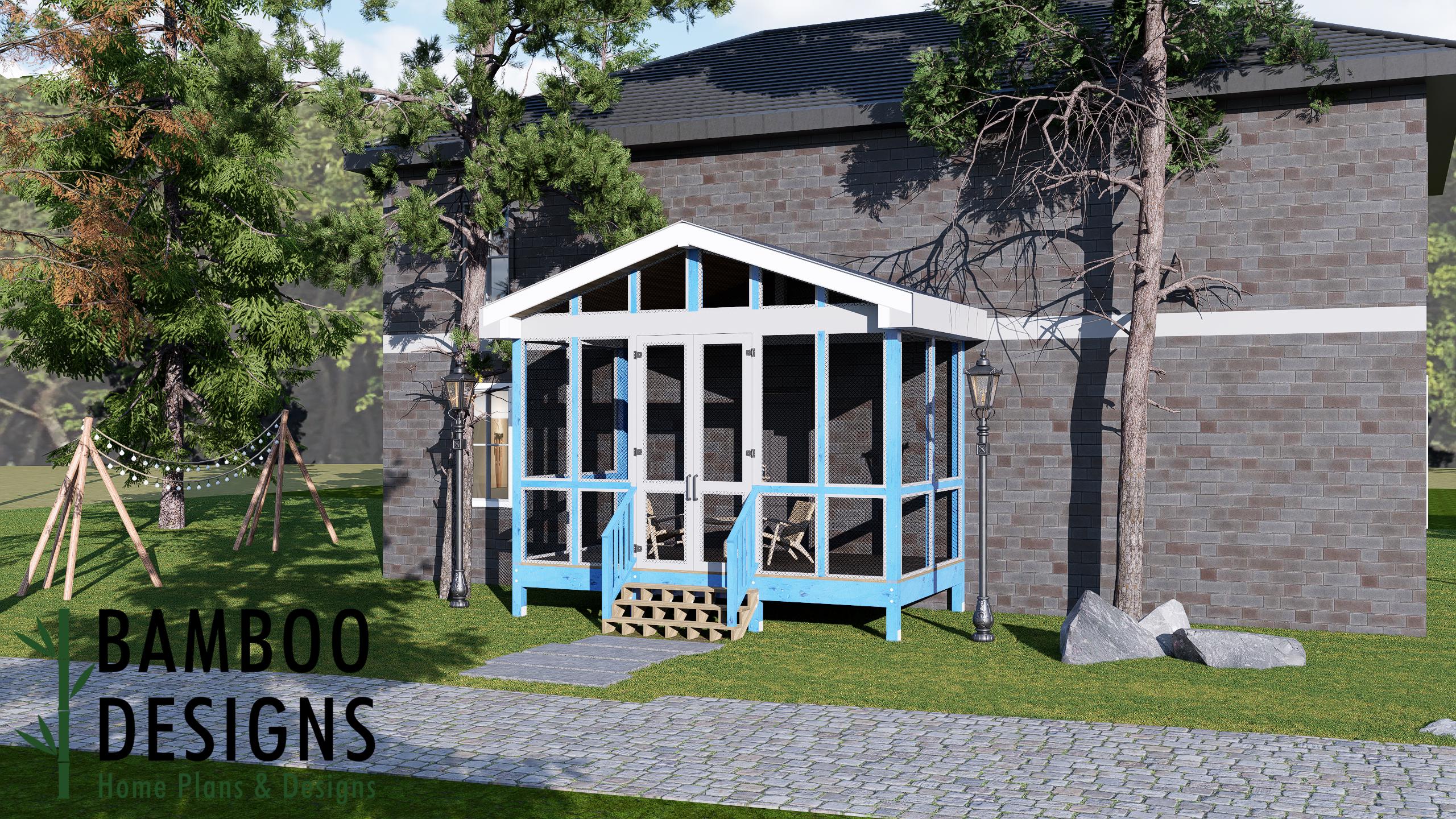Image of Roberto 10x18 Gable Sunroom Plan — DIY Covered Deck with Enclosed Sunroom | DIY Backyard Sunroom PDF Plans