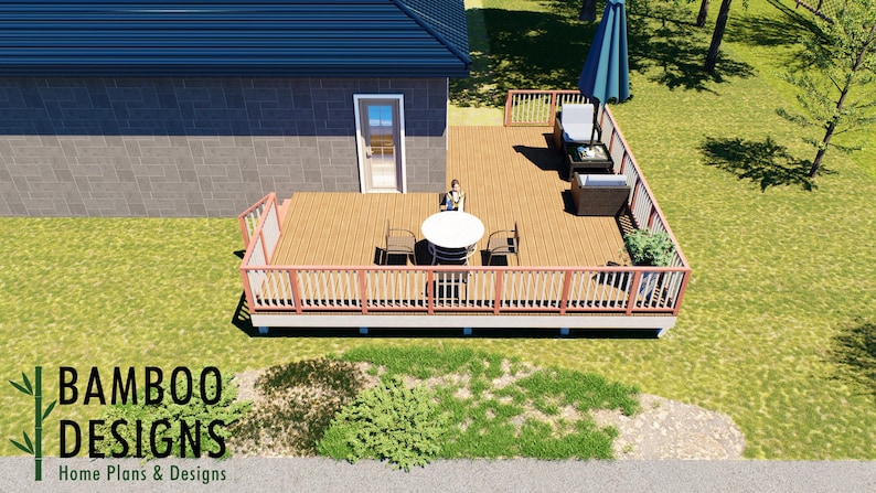 Santander 20x14 Freestanding Wraparound Deck Plan Spacious Design for Modern Outdoor Living plan by Bamboo Designs