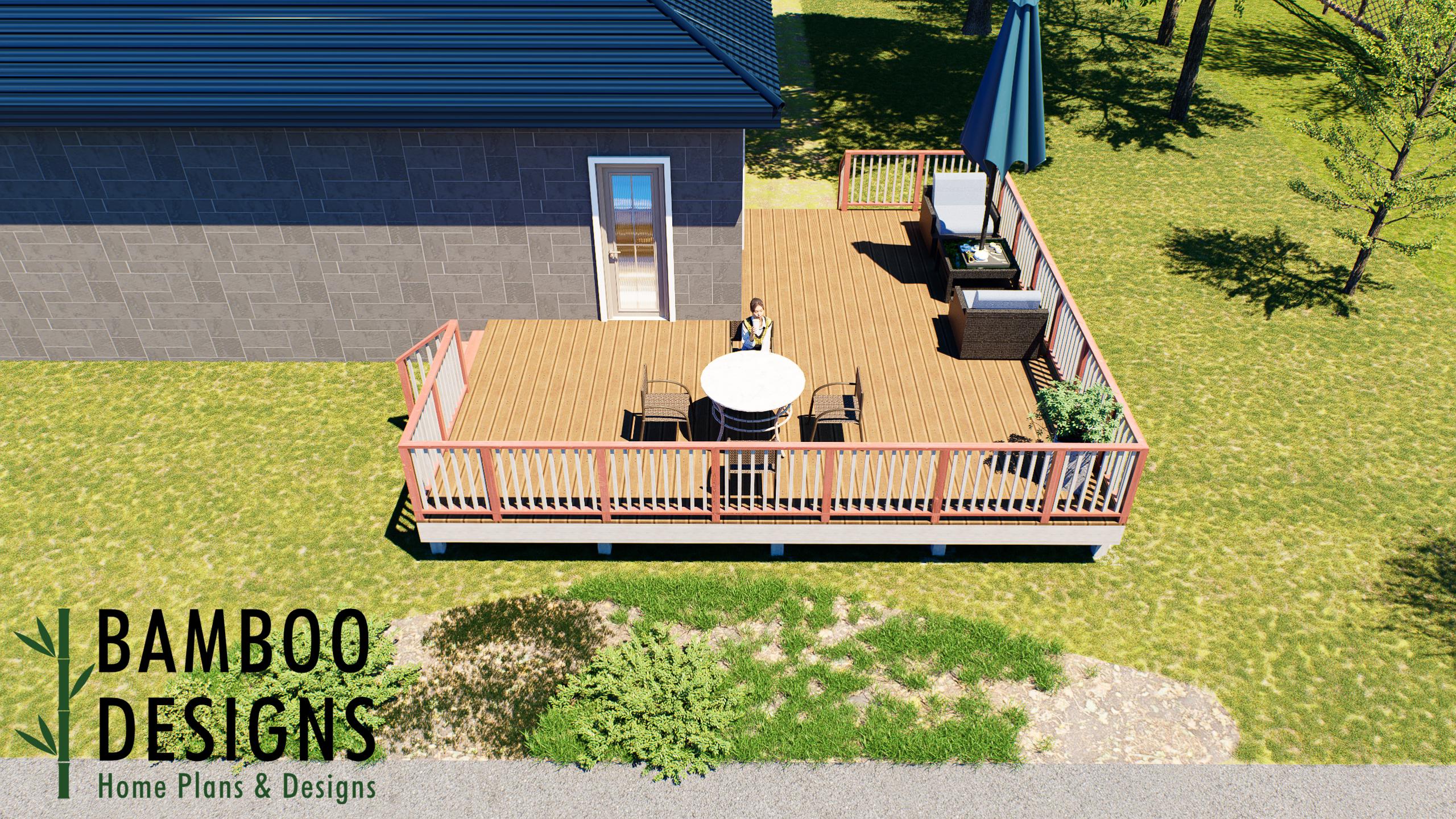 Image of Santander 20x14 Freestanding Wraparound Deck Plan Spacious Design for Modern Outdoor Living | DIY PDF Plans