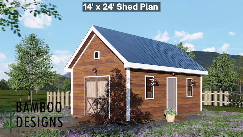Drax 14x24 Gable Shed plan by Bamboo Designs