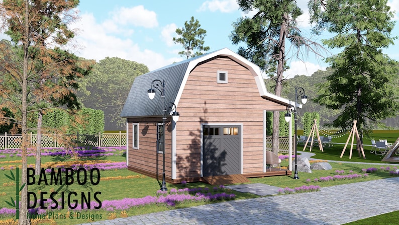 Sockeye 14x18 Gambrel Roof Shed Plan — Classic Barn-Style Storage & Workshop plan by Bamboo Designs