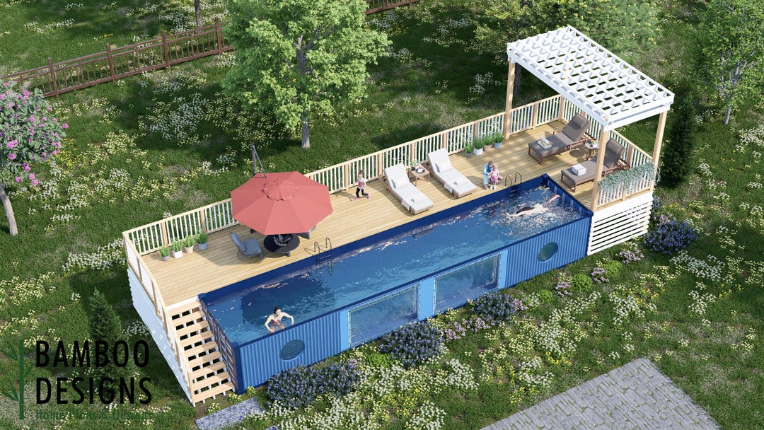 Container Pool Decks Putnam Container Pool Deck Plan – 16x52 Elevated Long-side Deck With ...