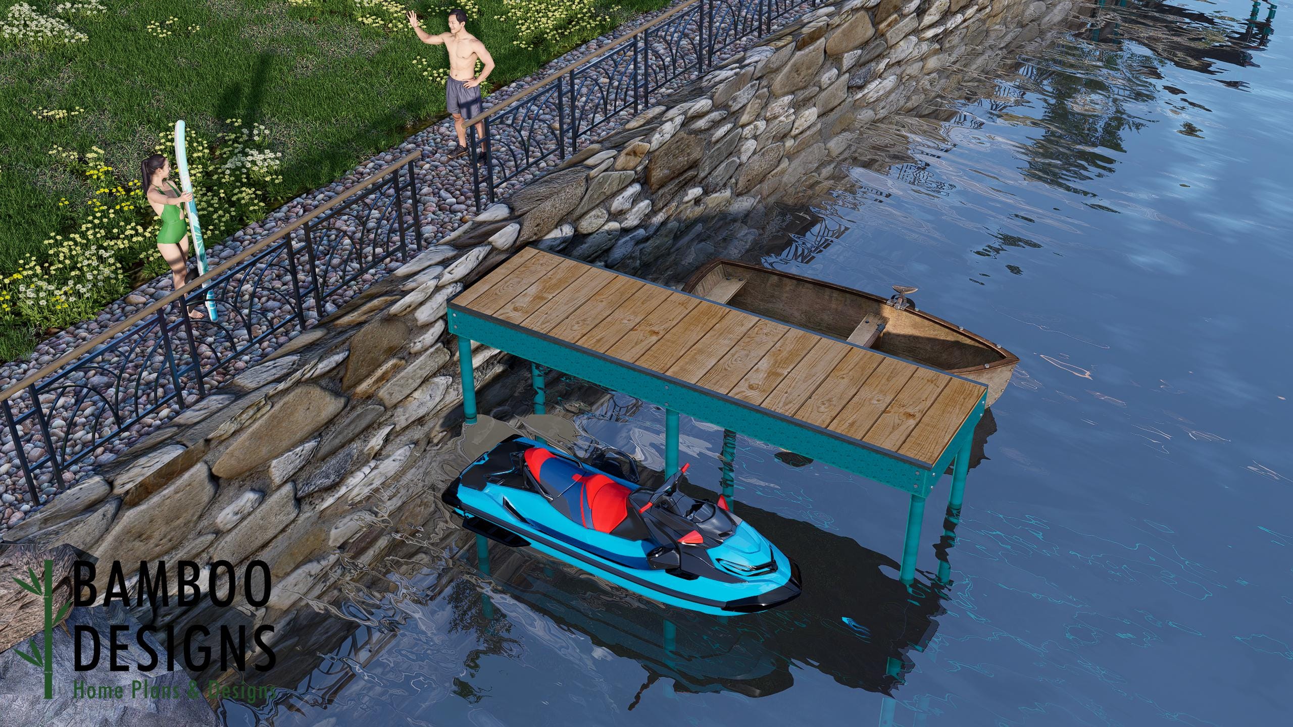 Image of 4x16 Small Dock for Canoes - Lake Hartwell Minimalist Pier Blueprint