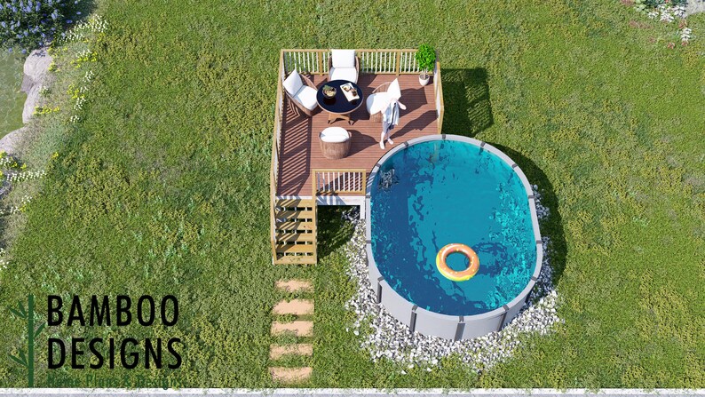 Bonaparte Oval Pool Deck · 16x16 plan by Bamboo Designs