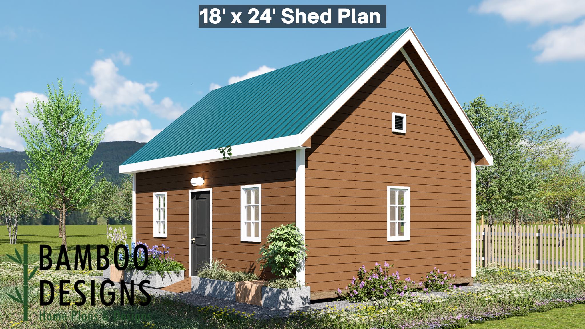 Image of Breaker 18x24 Garage Shed Plan - Loft Gable Shed | Workshop, Studio, or Storage Building | DIY Modern Shed Design (PDF)