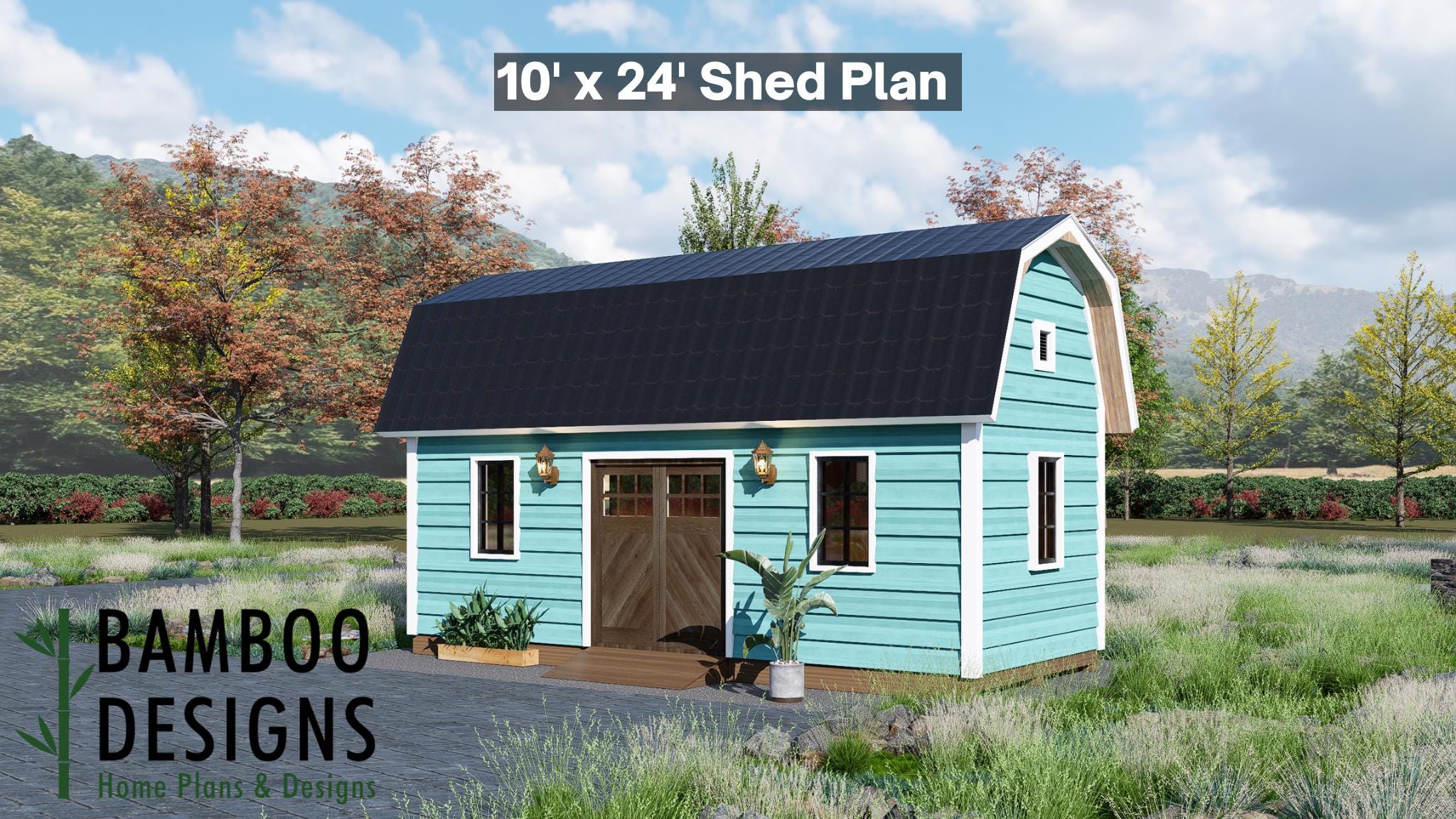 Image of Otto 10x24 Shed Plan - A Barn-Style Storage Shed with Expanded Interior Space & Classic Farmhouse Character
