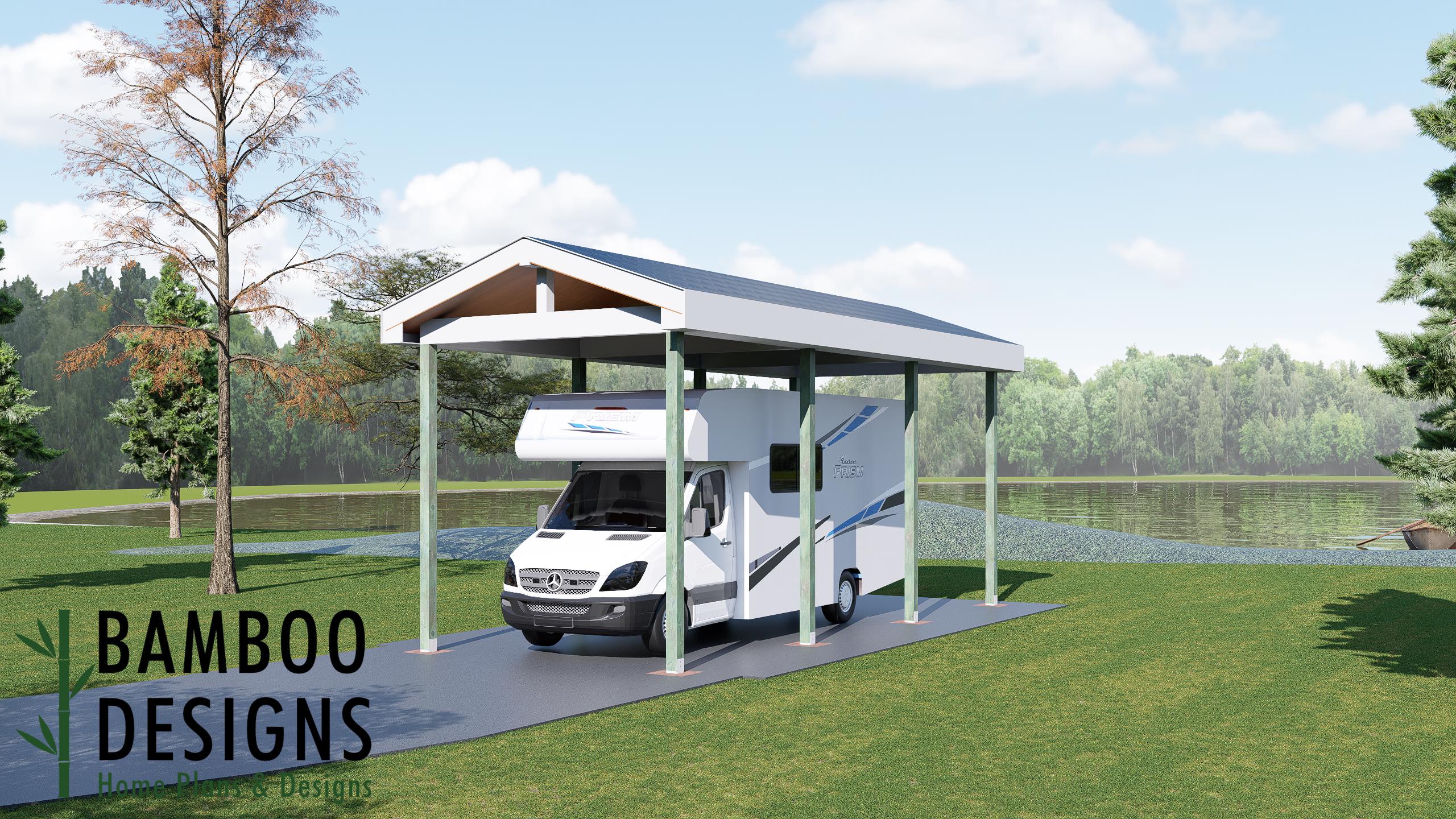 Image of Leeland 12x30 RV Carport Plan — Spacious Motorhome & Camper Shelter | DIY PDF Plans
