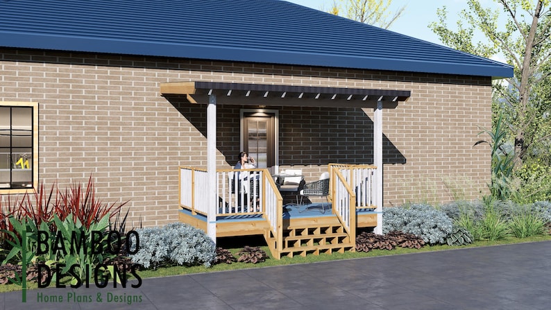 Leira 8x14 Deck Plan with Mono Slope Porch plan by Bamboo Designs