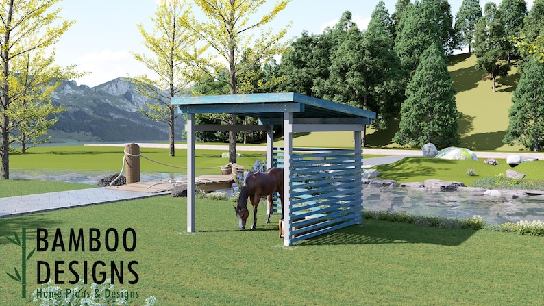 Stanton 10x12 Horse Paddock Plan — Durable Run-In Shelter for Horses & Livestock plan by Bamboo Designs