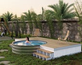 Laguna Pool Deck Plan – 8x16 Deck with 8ft Pool Cutout + Modern Backyard Retreat for Above Ground Pool