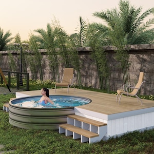 Laguna Pool Deck Plan – 8x16 Deck with 8ft Pool Cutout + Modern Backyard Retreat for Above Ground Pool