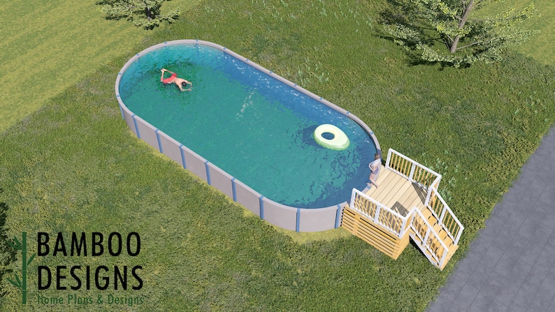 Vani Oval Pool Deck · 6x8 plan by Bamboo Designs