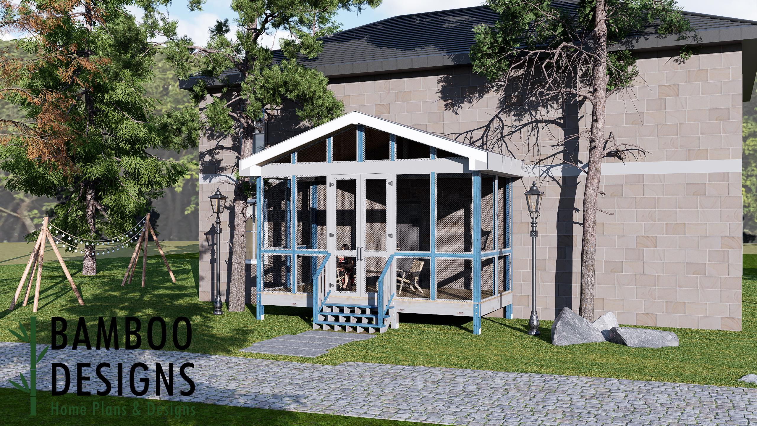 Image of Samba 10x20 Gable Sunroom Plan — DIY Covered Deck with Enclosed Sunroom | DIY Backyard Sunroom PDF Plans