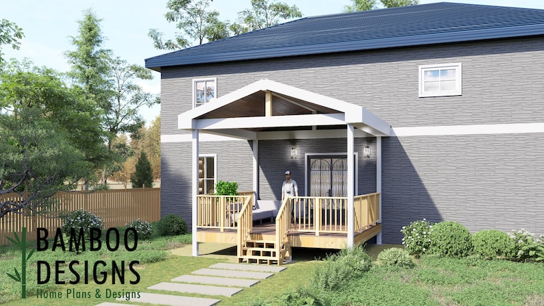 Dash 16x16 Deck with Gable Porch plan by Bamboo Designs