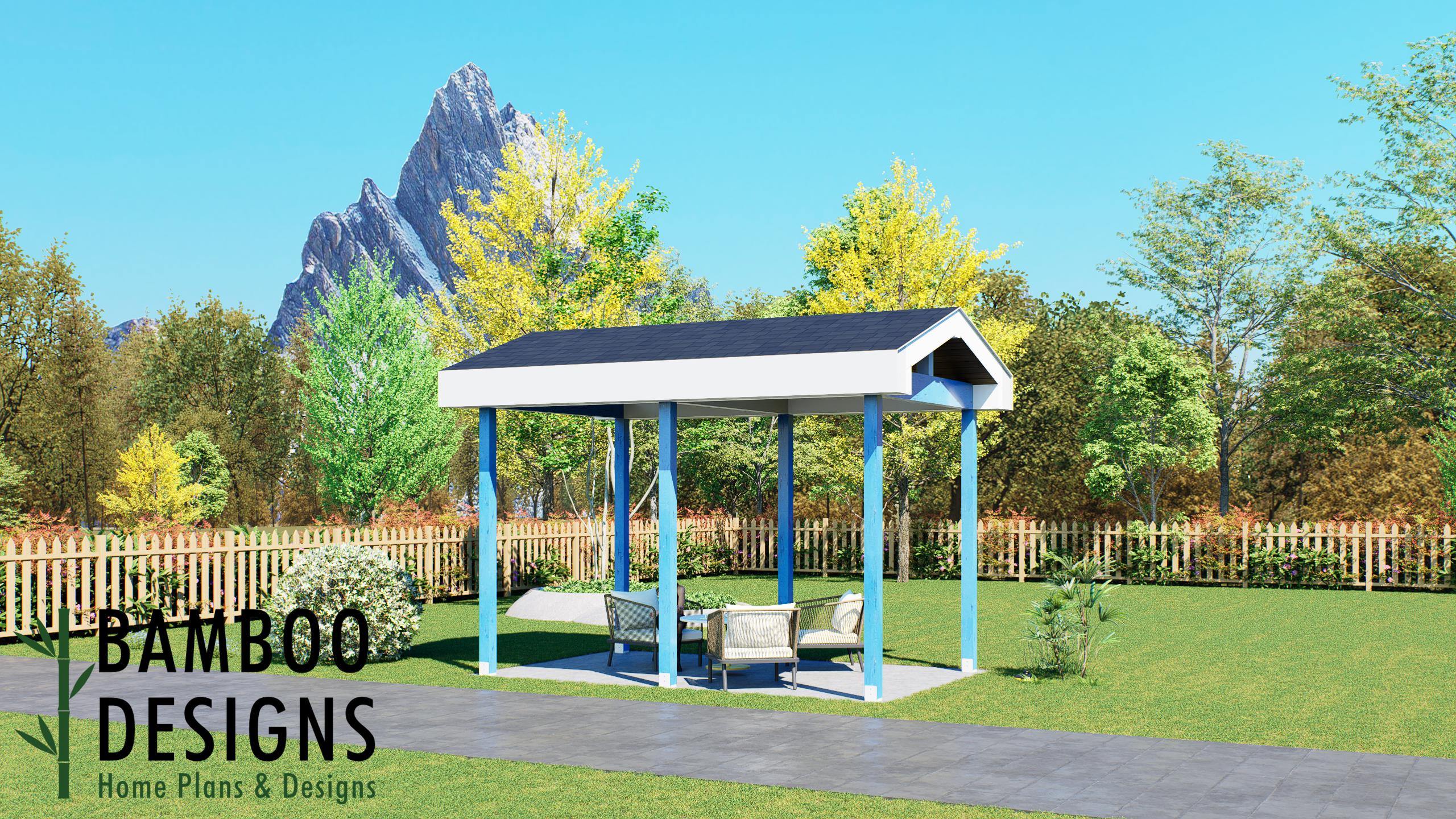 Image of Brinker 10' x 16' Pavilion Plan — A Stylish Backyard Pavilion for Outdoor Relaxation & Entertaining | DIY Plans