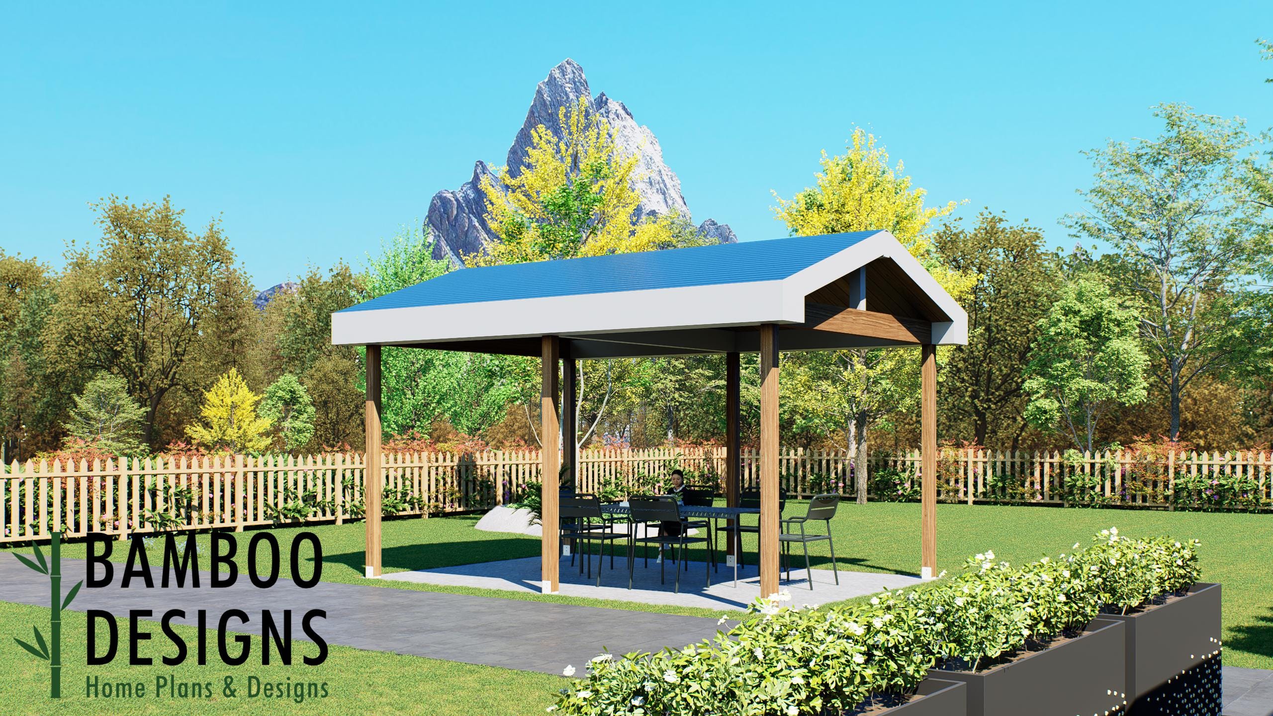 Image of Urbandale 14x20 Pavilion Plan – Modern Backyard Pavilion | DIY Plans