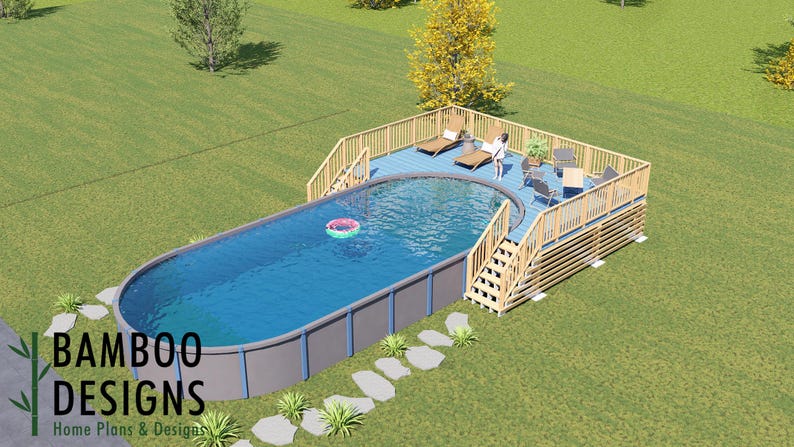 Roma Oval Pool Deck · 17x26 plan by Bamboo Designs