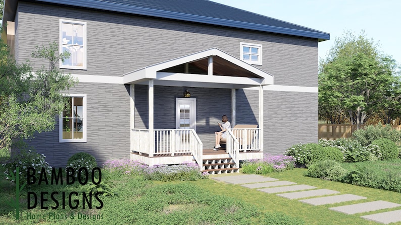 Daisy 8x18 Deck with Gable Porch plan by Bamboo Designs
