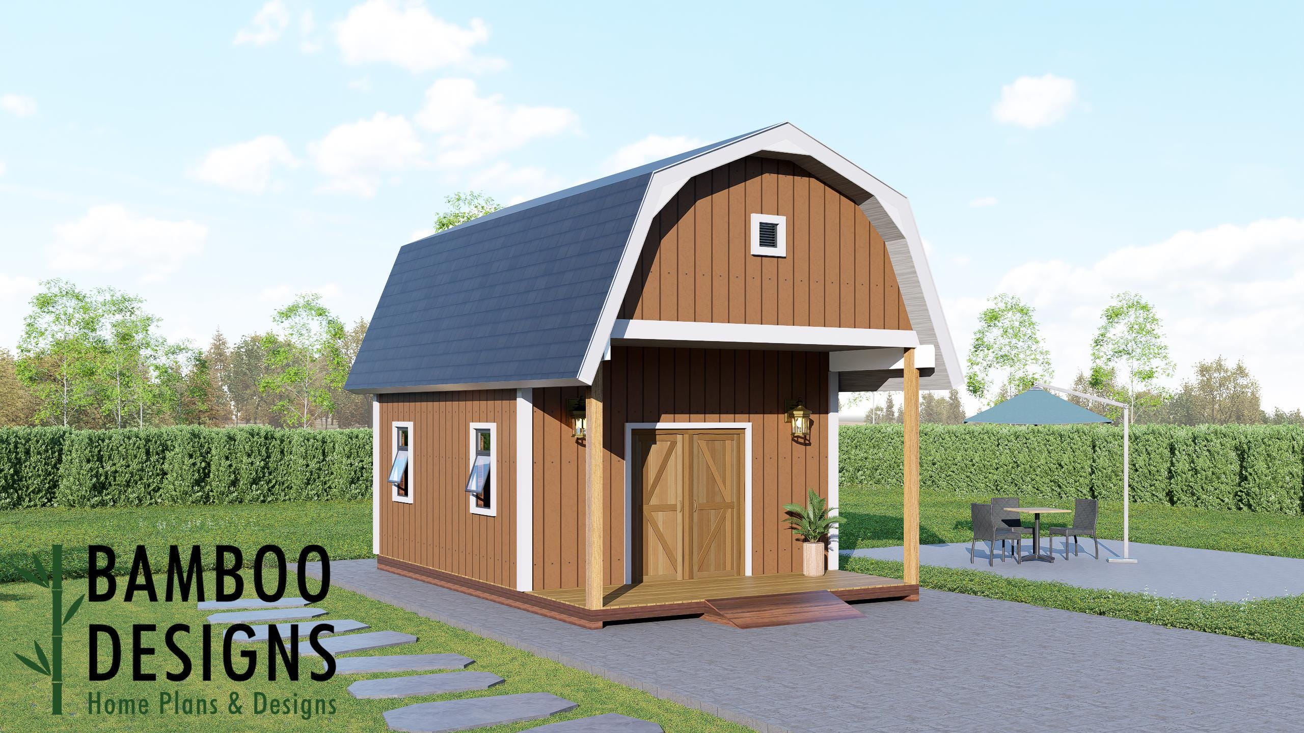 Image of Ernest 16x24 Shed Plan - A Barn-Style Storage Shed with Classic Charm & Efficient Function