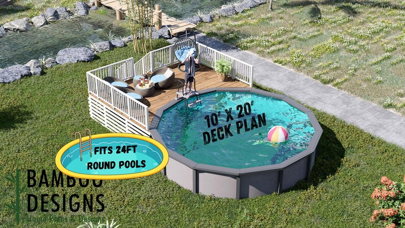 Lynn Ranch 10x20 Circle Pool Deck plan by Bamboo Designs