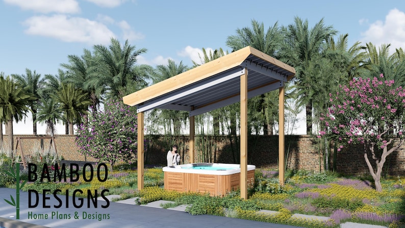 ZenSky Jacuzzi Pergola · 12x10 plan by Bamboo Designs