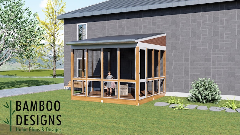 McWilliam 16x16 Modern Monoslope Sunroom plan by Bamboo Designs