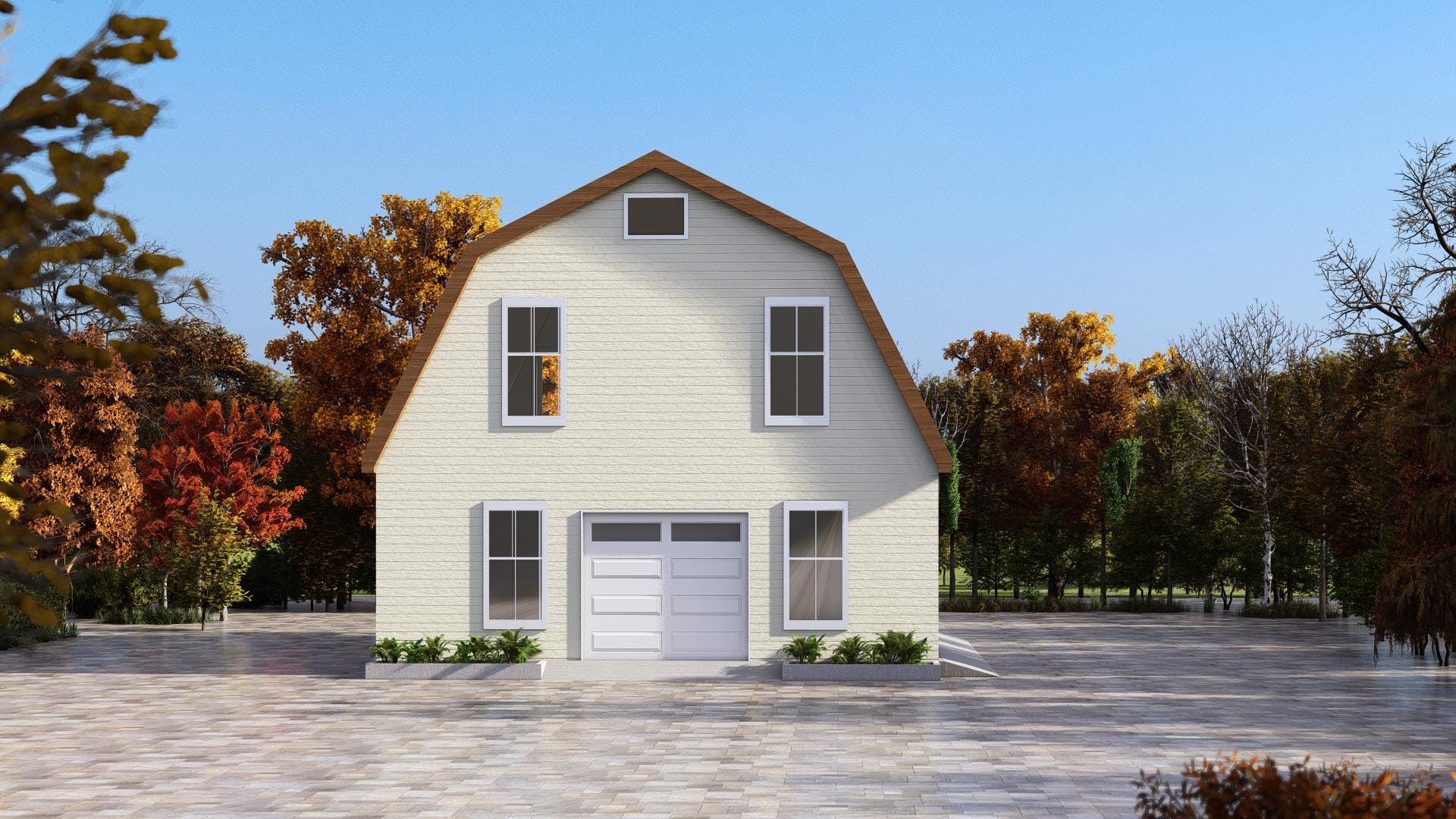 Image of Westfield Heights Garage Apartment - 2-Story ADU with Balcony | Double Garage Plans | Modern Apartment Over Garage Blueprint - DWG & PDF